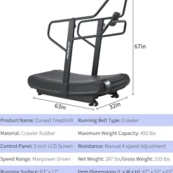 RUNOW Curved Treadmill Non-Electric Commercial Home Running Machine Black