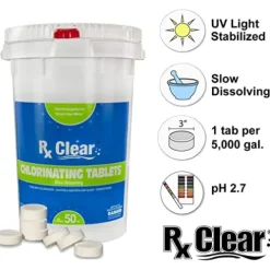 Rx Clear 3″ Inch Stabilized Chlorine Tablets 1200 Lbs White
