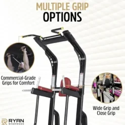 RYAN SHERWOOD Power Tower – Commercial Chin Dip Station with Vertical Knee Raise, 275 lb Capacity