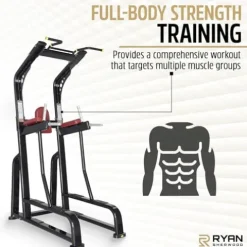 RYAN SHERWOOD Power Tower – Commercial Chin Dip Station with Vertical Knee Raise, 275 lb Capacity