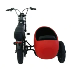 RZZLGY Electric Motorcycle with Sidecar, Snow Tires, 60km Range, Red
