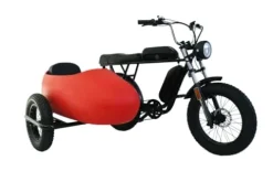 RZZLGY Electric Motorcycle with Sidecar, Snow Tires, 60km Range, Red