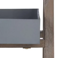 Safavieh Outdoor Collection Danser 2-Tier Shelf Dark Walnut/Grey