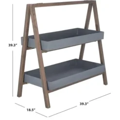 Safavieh Outdoor Collection Danser 2-Tier Shelf Dark Walnut/Grey