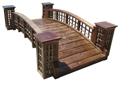 SamsGazebos 7 ft Trellis Garden Bridge with 4 Trellis Posts Brown