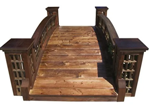 SamsGazebos 7 ft Trellis Garden Bridge with 4 Trellis Posts Brown