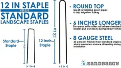 Sandbaggy 12 Inch Extra Long Landscape Staples Heavy Duty (10000 Count)