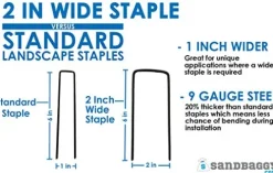 Sandbaggy 2 Inch Extra Wide Landscape Staples 9 Gauge Heavy Duty Silver (5000 Staples)