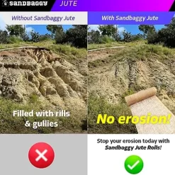 Sandbaggy Jute Netting Roll Erosion Control Matting Blanket 225 ft x 4 ft Brown