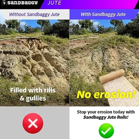 Sandbaggy Jute Netting Roll – 225 ft x 4 ft Erosion Control Matting – Brown (20 Rolls)