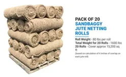 Sandbaggy Jute Netting Roll – 225 ft x 4 ft Erosion Control Matting – Brown (20 Rolls)