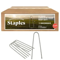 Sandbaggy Round Top 6-Inch Landscape Staples for Ground Cover & Drip Irrigation (10,000 Staples)