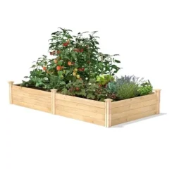Saranya Rustic Cedar Raised Bed Planter Box Natural Wood 96″ L x 48″ W x 14″ H
