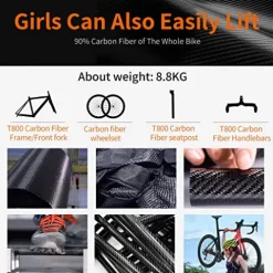 SAVADECK Carbon Fiber Road Bike ULTEGRA R8000 R8020 Disc Brake Thru Axle System Black White