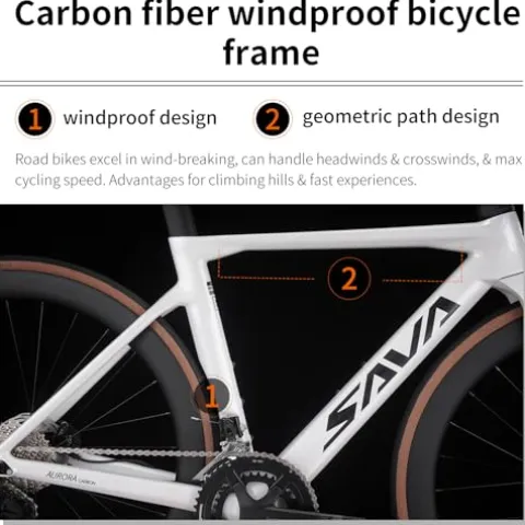 SAVADECK Carbon Fibre Road Bike Shimano R7120 White