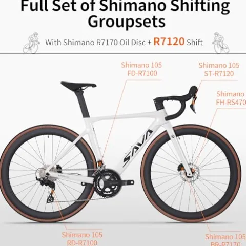 SAVADECK Carbon Fibre Road Bike Shimano R7120 White