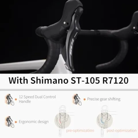 SAVADECK Carbon Fibre Road Bike Shimano R7120 White