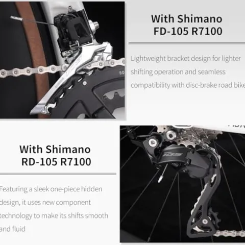 SAVADECK Carbon Fibre Road Bike Shimano R7120 White