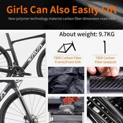 SAVADECK Carbon Gravel Road Bike Shimano GRX400 20-Speed White 54cm