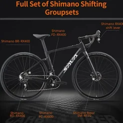 SAVADECK Carbon Gravel Road Bike Shimano GRX400 20-Speed White 54cm