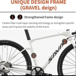 SAVADECK Carbon Gravel Road Bike GRX600 11-Speed Black 47cm