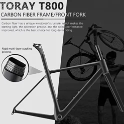 SAVADECK Carbon Road Bike 700C Carbon Frame Racing Bicycle with R8000 22 Speed GroupSet, 25C Tire (Black 54cm)