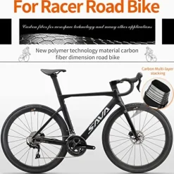 SAVADECK Carbon Road Bike T800 Carbon Fiber Frame 700C Racing Bicycle Shimano 105 R7000 22 Speed Groupset Mechanical Disc Brake Black White