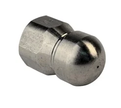 Schieffer Co. 3/8in. x 300ft. 4000 PSI Thermoplastic Sewer Jetter Hose with 8.0 Orifice Button Nose and Rotating Nozzles Clear