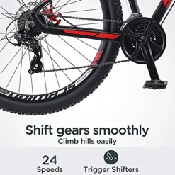 Schwinn Bonafide Mountain Bike Front Suspension 24-Speed 29-Inch Wheels 17-Inch Aluminum Frame Matte Black/Red