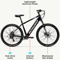 Schwinn Electric Hybrid Bike 18.5-Inch Aluminum Frame Matte Black