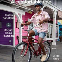 Schwinn Huron Adult Beach Cruiser Bike 26-Inch Red