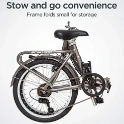 Schwinn Loop Adult Folding Bike 20-inch 7-Speed Drivetrain Titanium