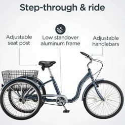 Schwinn Meridian Adult Tricycle Bike Slate Blue (24-Inch Wheels)