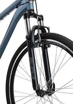 Schwinn Network 1 Hybrid Bike Men Women 700c 21-Speed 17-Inch Aluminum Frame Front Suspension Blue Grey