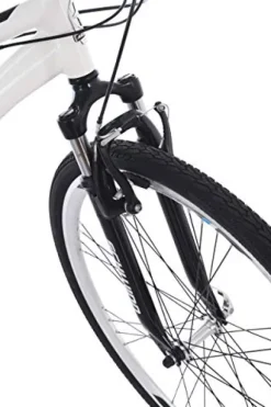 Schwinn Network 3.0 Hybrid Bike Men Women 700c 21-Speed 18-Inch Aluminum Frame Front Suspension Alloy Linear Pull Brakes White