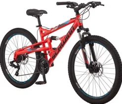 Schwinn Protocol 1.0 Mountain Bike 26-Inch Wheels Full Suspension Red/Blue