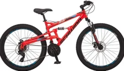 Schwinn Protocol 1.0 Mountain Bike 26-Inch Wheels Full Suspension Red/Blue