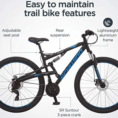 Schwinn S29 Mountain Bike 29-Inch 21-Speed Aluminum Matte Black/Blue