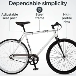 Schwinn Stites Fixie Adult Commuter Road Bike White