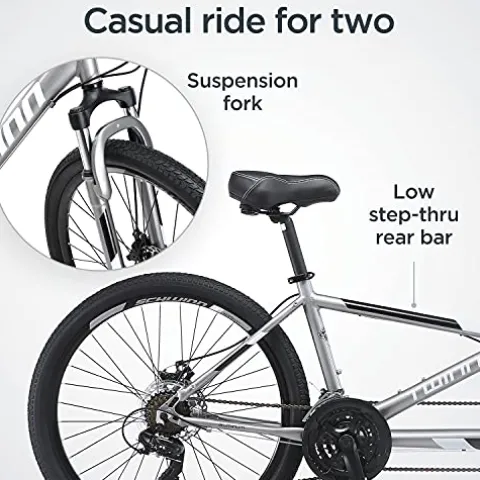 Schwinn Twinn Classic Tandem Adult Beach Cruiser Bike Grey