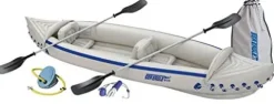 Sea Eagle 370 Deluxe 2 Person Inflatable Portable Sport Kayak & Paddles (2 Pack)