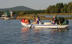 Sea Eagle 370 Deluxe 2 Person Inflatable Portable Sport Kayak & Paddles (2 Pack)