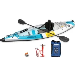 Sea Eagle EZLITE 10 Ultralight Inflatable Kayak White/Turquoise Blue/Yellow