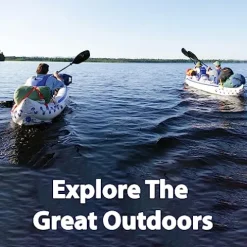 Sea Eagle SE370 Inflatable Sports Kayak 1-3 Person with Seats, Paddles, Bag Blue/White