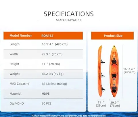 SEAFLO Premium Sit-on Kayak Yellow/Red 16′ 2.4