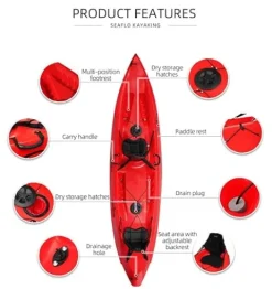 SEAFLO Premium Sit-on Sea Kayak RQA123 Blue/White 12′ 3