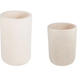 Seasonal Living Provenance Signature Ceramic 2-Piece Textured Planters Cream