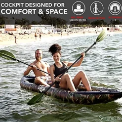 SereneLife 2 Person Inflatable Kayak Camo