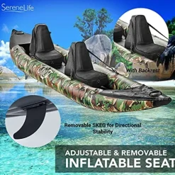 SereneLife 2 Person Inflatable Kayak Camo