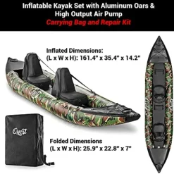 SereneLife 2 Person Inflatable Kayak Camo